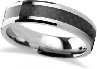 Allurez Black Carbon Fiber Inlay Carbide Tungsten Wedding (6mm)