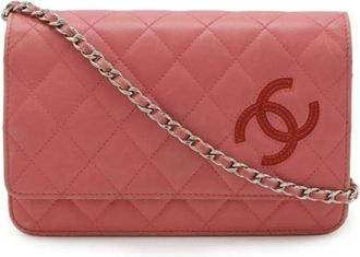 Chanel Pre-owned Cross Body Bags, female, Pink, Size: ONE SIZE Pre-owned Leather Cross Body Bag