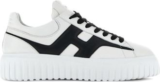 Hogan White Black Lace Up Sneakers