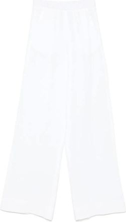 Antonelli Wide Trousers, female, White, Size: XS White Linen Trousers with Elastic Waistband