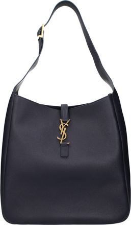 Saint Laurent Le 5a7 Damens Umh&auml;ngetasche aus blauem/nachtblauem Leder