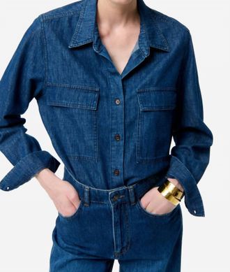 Vanessa Bruno Dim Button Down Shirt In Denim Royal