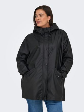 Only Carmakoma Regenmantel ONLY CARMAKOMA CARELISA LIFE RAINCOAT ZIP OTW NOOS, Damen, Gr. S, schwarz, Web, Obermaterial: 100% Polyester, unifarben, regular fit Po-be