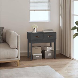 vidaXL Vidaxl - Mesa Consola De Madera Maciza De Pino Gris 76,5x40x75 Cm
