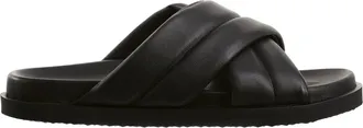 H&ouml;gl Tessa Wedge Open-Toe Slippers - Dames - Sandalen - Zwart - 36 EU - Leer - Schoenen