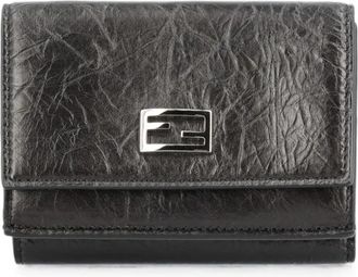 Fendi Mini Trifold Vitello Jamie - Dames - Portefeuilles - Zwart - ONE Size - Leer - Accessoires
