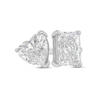 Diana M. Jewels Platinum 15ct Lab Grown Radiant & Heart Diamond Two-Stone Ring