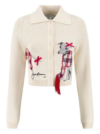 House of Sunny Cardigan Whippet Tripper con ricamo - Bianco