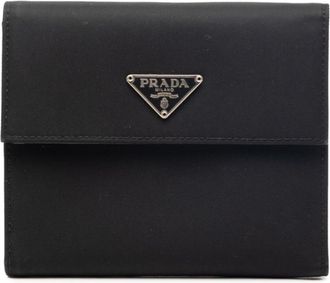 Prada Black Nylon Leather Wallet (Tri-Fold) (Pre-Owned)