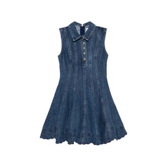 Self Portrait Broderie Denim Mini Dress