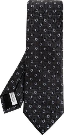Ferragamo Cairo Zijden Stropdas - Heren - Stropdassen - Grijs - ONE Size - Accessoires