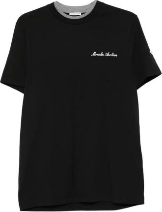 Moncler SS T-Shirt - Heren - T-shirts - Zwart - L - Katoen - Tops