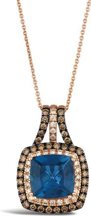 Le Vian 14K 5.35 Ct. Tw. Diamond Deep Sea Blue Topaz Drop Pendant