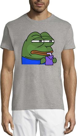 Generic Pepe The Frog Drinking Juice Crew Neck Cotton Mens T-Shirt Gray Medium