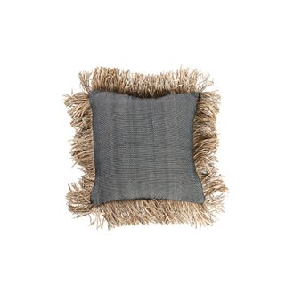 Bazar Bizar Funda de coj&iacute;n de algod&oacute;n y rafia en marr&oacute;n y negro 40x40x2 cm