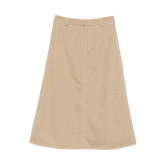 Ami Midi Skirts, female, Beige, Size: 2XS Long Trapeze Skirt
