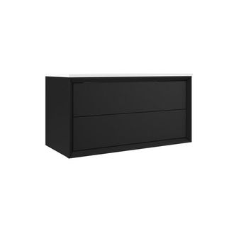 Saniclass Prime Core Wastafelonderkast - 100x55x45cm - 2 lades - push to open - MDF - mat zwart