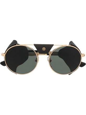 Persol tinted leather-side rounded sunglasses - unisex - Metal (Other) - 52 - Gold