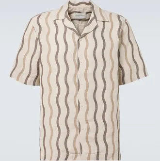 Frescobol Carioca Roberto printed linen bowling shirt