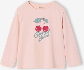 Vertbaudet M&auml;dchen Langarmshirt BASIC mit Recycling-Baumwolle hellrosa