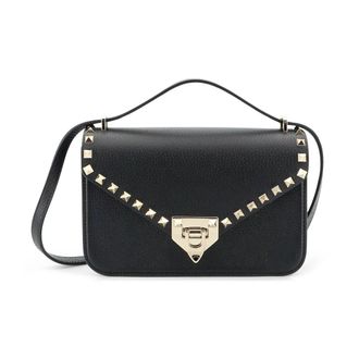 Valentino Garavani Cross Body Bags, female, Black, Size: ONE SIZE Studded Flap Crossbody Bag