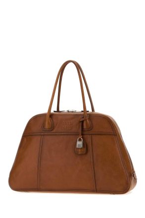 Miu Miu Womens Camel Leather Vivant Shopping Bag Cognac Borse A Mano