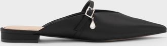 Charles & Keith Satin Teardrop-Crystal Flat Mules