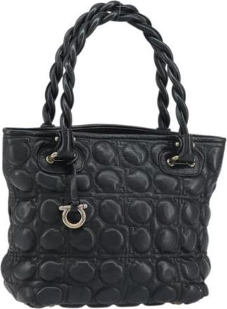 Ferragamo Pre-owned Handbags, female, Black, Size: ONE SIZE Pre-owned Leather Handbag
