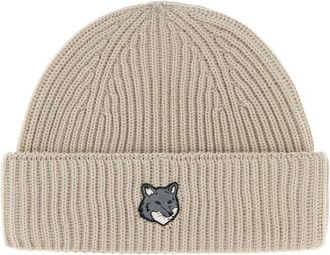 Maison Kitsun&eacute; Beige Logo Beanie Cap