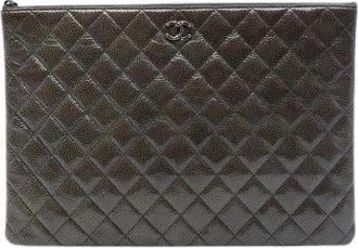 Chanel Pre-owned Leather chanel-bags - Dames - Vintage Clutch - Grijs - ONE Size - Vintage