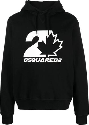 Dsquared2 Maple Leaf Logo Hoodie - Heren - Hoodies - Zwart - XL - Katoen - Hoodies & sweatvesten