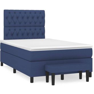 vidaXL Cama Box Spring Con Colch&oacute;n Tela Azul 120x190 Cm Vidaxl