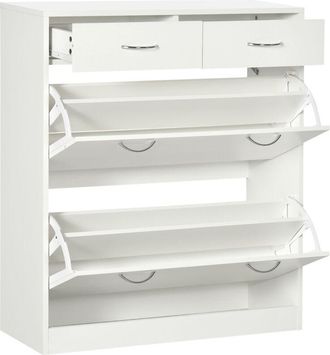 HOMCOM Homcom - Slim Shoe Cabinet with 2 Flip Drawers for 12 Pairs of Shoes White