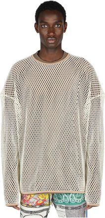 Children of the discordance Katoenen Gebreide Laag Top - Heren - Longsleeves - Beige - M - Katoen - Tops