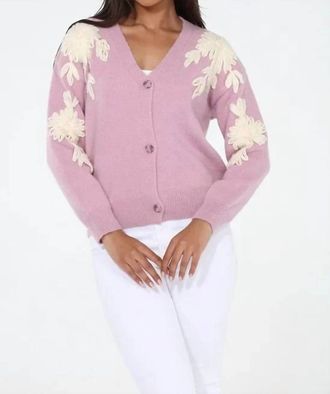 Rain + Rose Beatrix Floral Cardigan In Pink