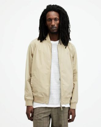 AllSaints Mens Polyamide Waylan Ramskull Embroidered Bomber Jacket, Size: XS