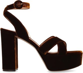 Gianvito Rossi Sabrina Plateau Sandalen - Dames - Sandalen met hakken - Bruin - 39 EU - Leer - Schoenen