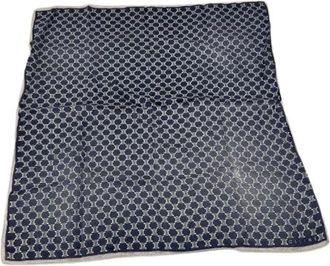 Celine Pre-owned Vintage Triumph Monogram Scarf - Dames - Vintage Accessoires - Blauw - ONE Size - Katoen - Vintage