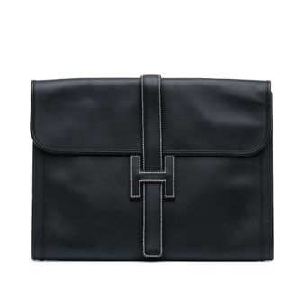 Herm&egrave;s Calvi Clutch Zwart Leren H077702ckab