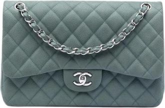 Chanel Pre-owned Classic Double Flap Schoudertas - Dames - Vintage Schoudertas - Blauw - ONE Size - Leer - Vintage