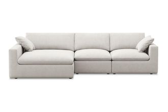 Castlery Modular Customized Wide Chaise Sectional Sofa with Machine Washable Covers and Feather-filled Cushions - Ivory by Castlery