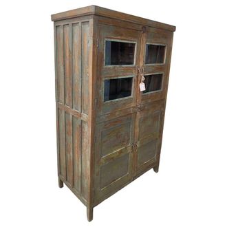 Wanderlust Deco Vitrina de madera acabado artesanal marr&oacute;n 102x56x155h cm