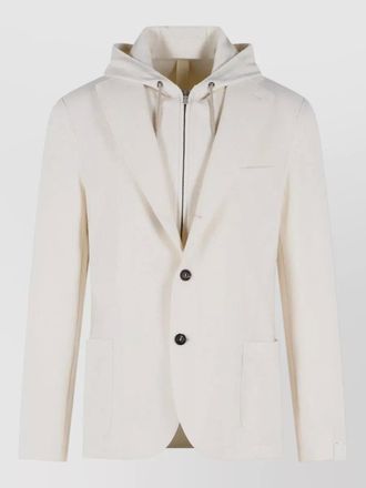 Eleventy wool hooded blazer tailored notch lapels