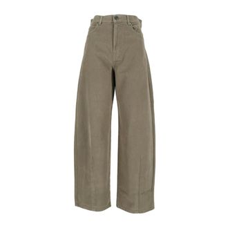 Max Mara Ordine Wide Broeken - Dames - Broeken - Groen - Maat: S Katoen