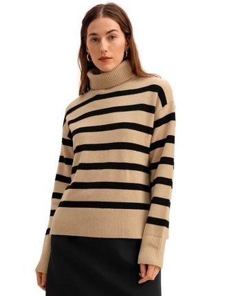 LilySilk The Gilly Stripe Sweater in Brown at Nordstrom, Size X-Small