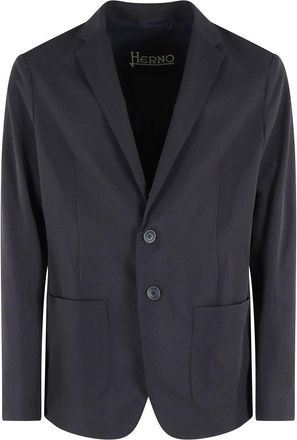 Herno Seersucker Technical Stretch Jacket With Classic Notched Collar
