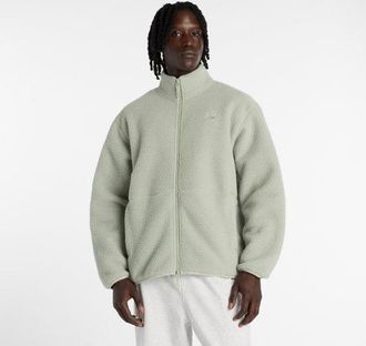 New Balance Mens High Pile Jacket in Green Poly Fleece, size 2X-Large