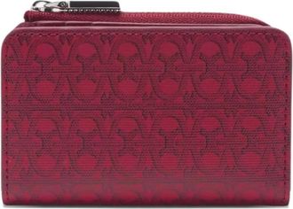 Coccinelle monogram-pattern wallet - women - Canvas/Grained Calf Leather - One Size - Red