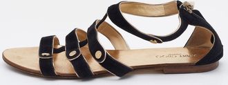 Jimmy Choo London Black Suede Flat Sandals