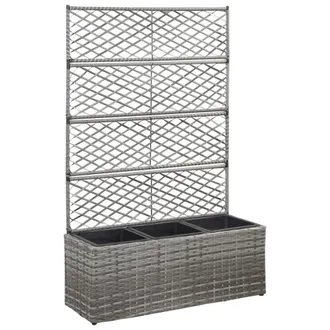vidaXL Letto Rialzato A Traliccio 3 Vasi 83x30x130cm Polyrattan Grigio - Vidaxl